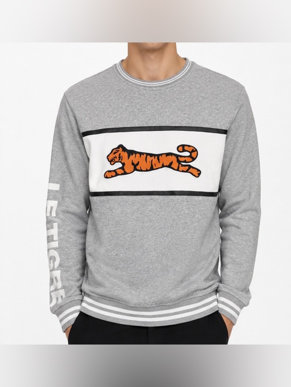 Le Tigre Gilmore Tiger Logo Crewneck Sweatshirt Gray Unisex XL